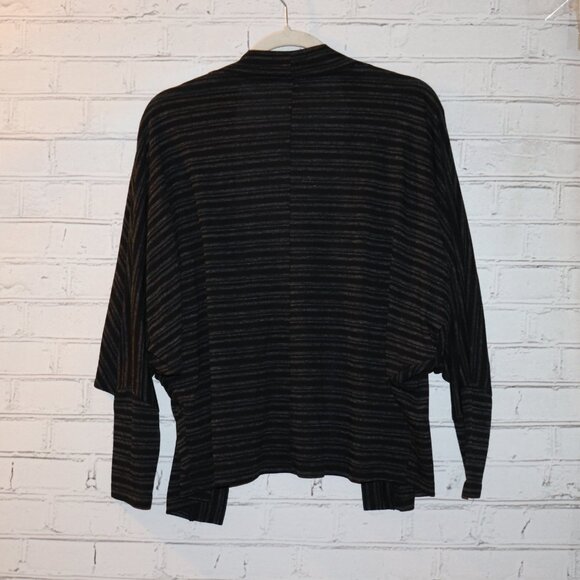 🖤 Worthington Black & Gray Striped Cardigan · Size Large · cozy layers - Picture 2 of 5